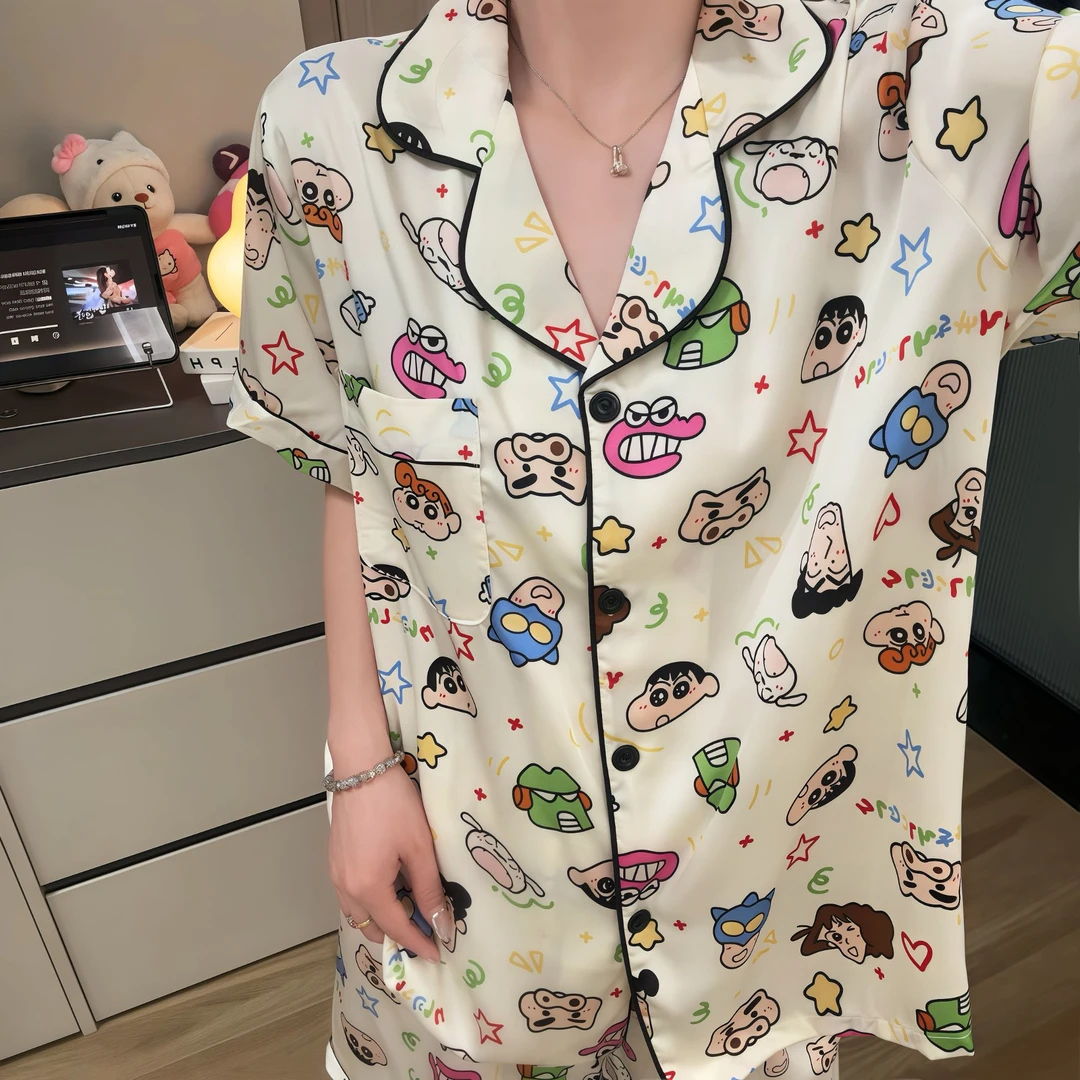 胖mm120-260斤大码睡衣女短裤短袖套装冰丝薄款夏季家居服可外穿