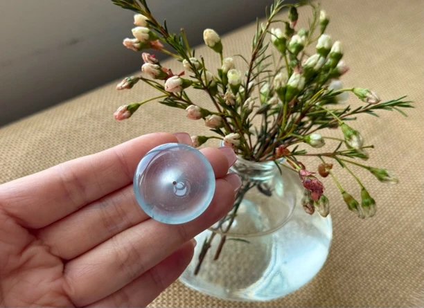 玻璃种飘花平安扣，荧光感很棒，26.9-6.2白色极光蓝色