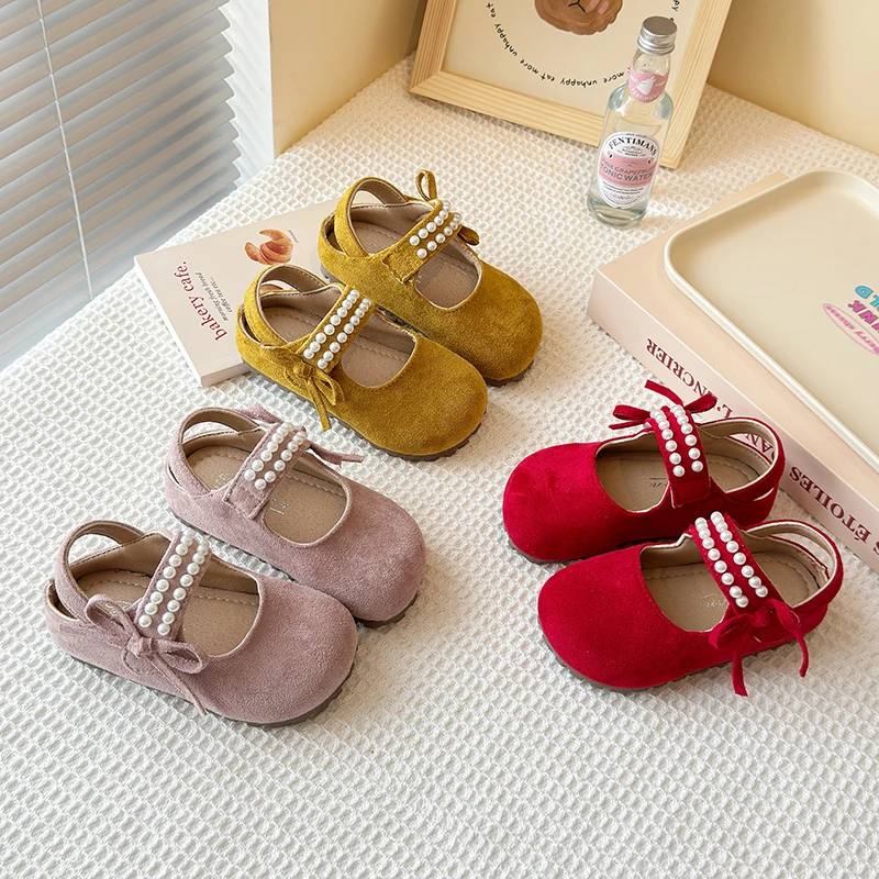 女童幼儿公主水钻小皮鞋春夏甜美玛丽珍公主鞋百搭珍珠蝴蝶结单鞋