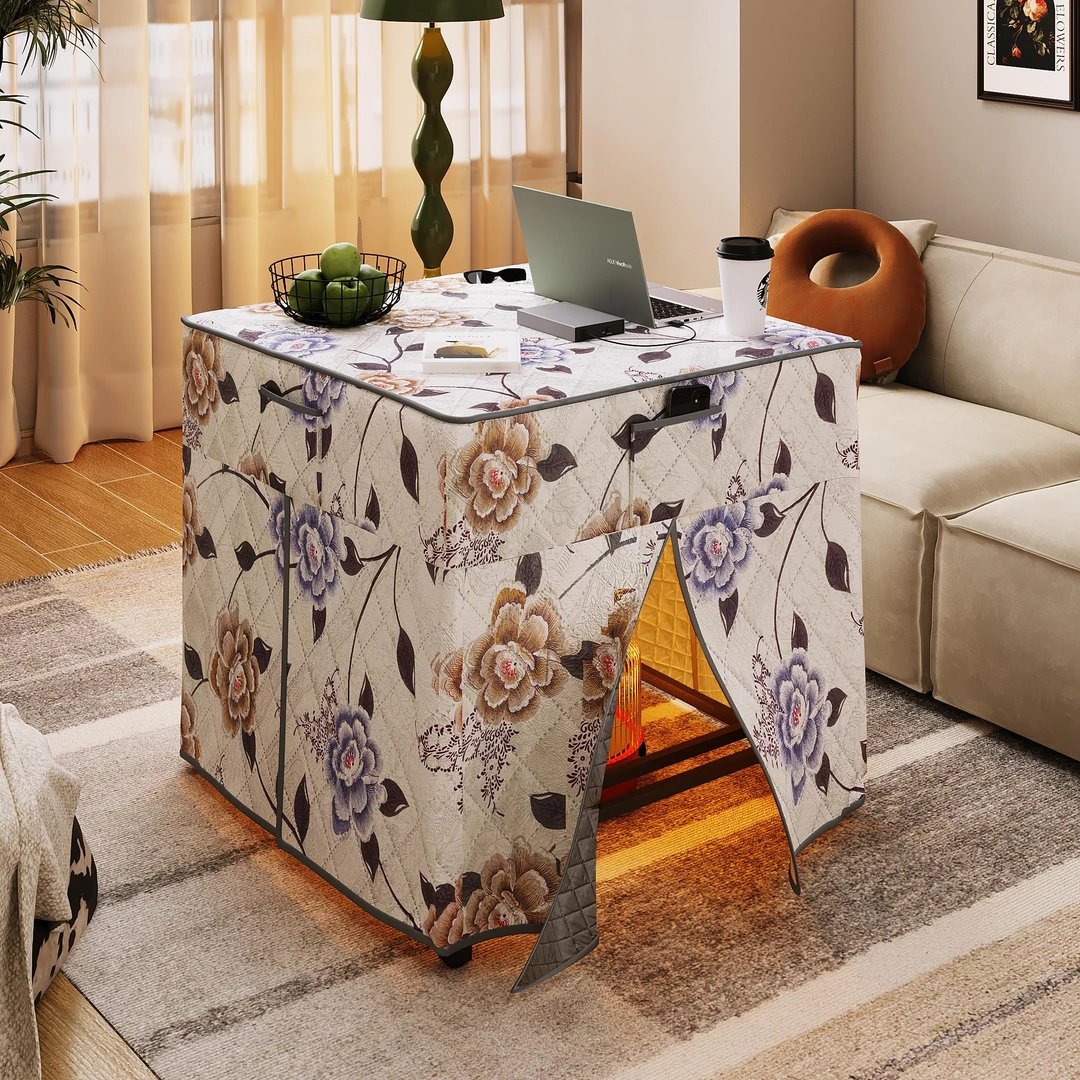 烤火桌家用烤火炉桌子一体可折叠烤火架四方桌冬季多功能取暖桌