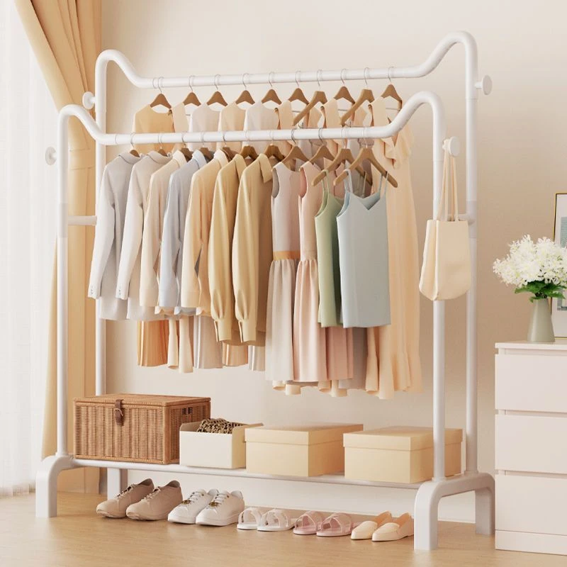 落地立式家用卧室阳台晾衣架猫耳落地衣架衣架落地立式双杆晾衣架