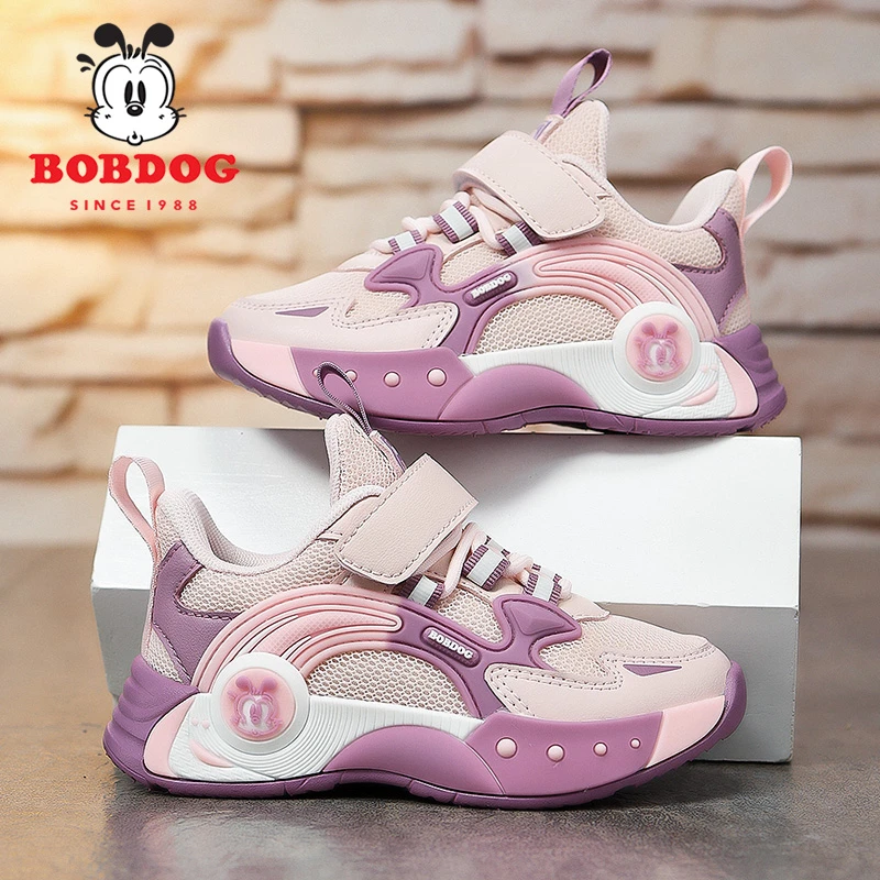 巴布豆女童鞋子2025春秋新款网面透气软底公主时尚防滑儿童运动鞋