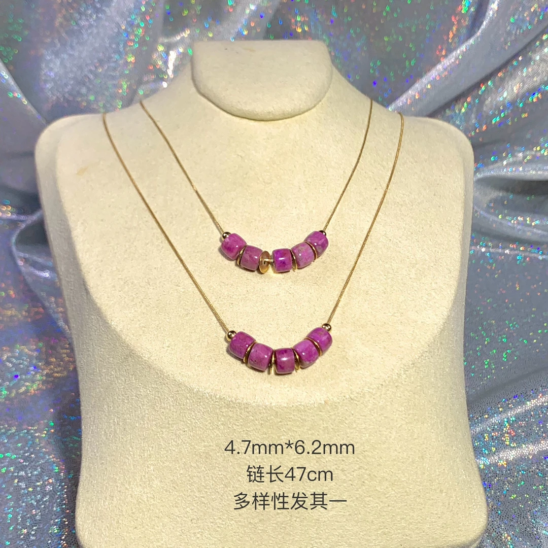 铭雨丨18K金镶舒俱来桃红果酱项链/多样性发其一/K01244