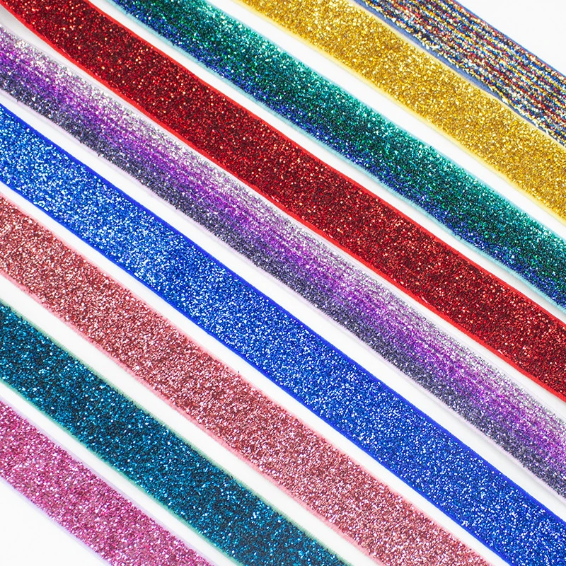 1.5CM彩色葱绒带 金银丝闪亮头饰饰品装饰 diy服装箱包花边织带