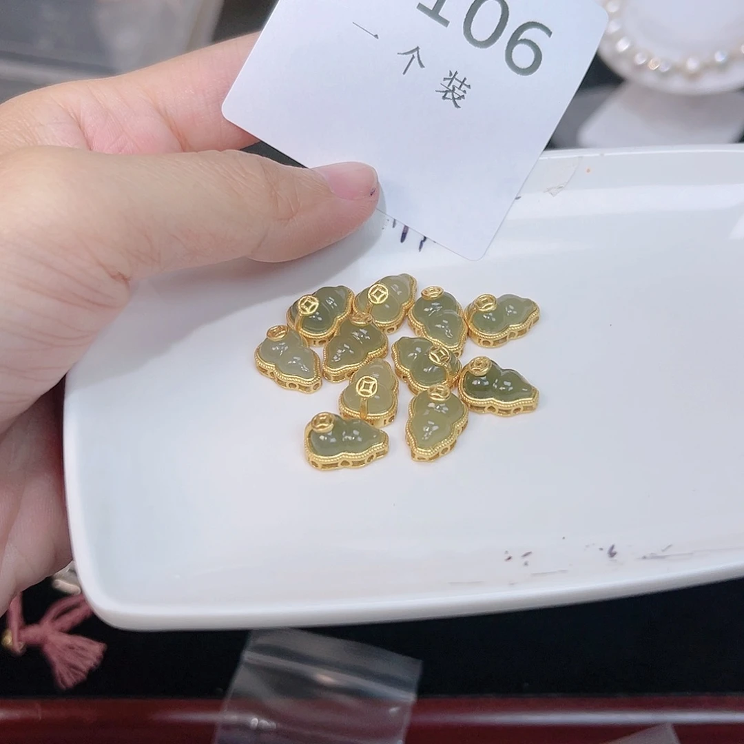 和田玉（糖玉）颈饰银S925镀金镶嵌106