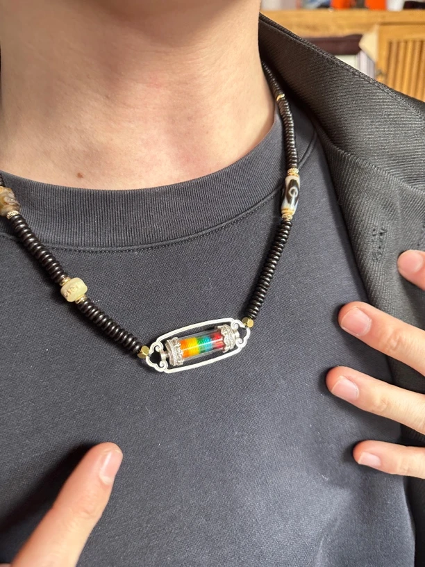 吊坠925银亚克力 转转准提管锁骨链