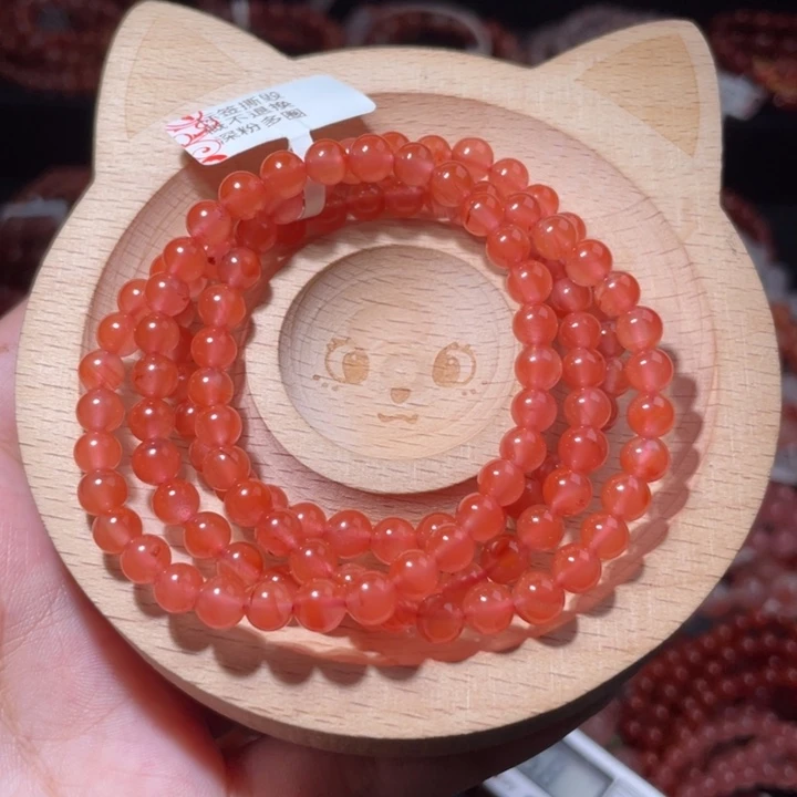 南红玛瑙未镶嵌5咪深色橘粉605