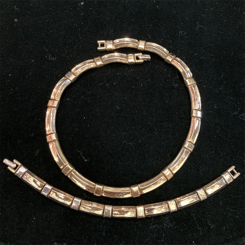 合金项链 trifar金色竹节项链手链套装1-1【2070122-023】