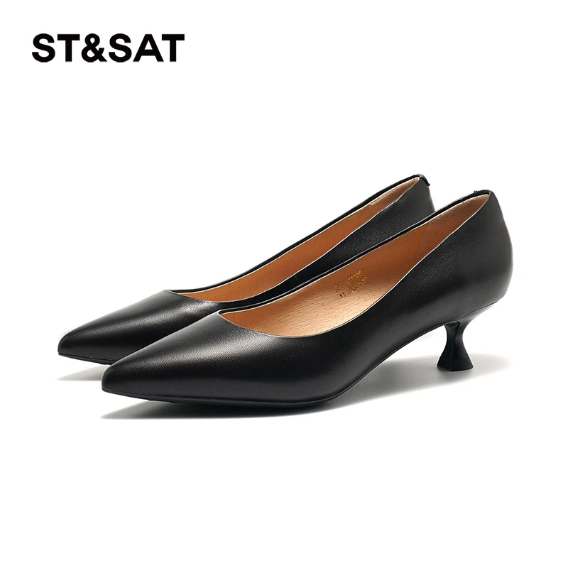 浅口单鞋春季优雅尖头中跟通勤正装女鞋SSC1111085