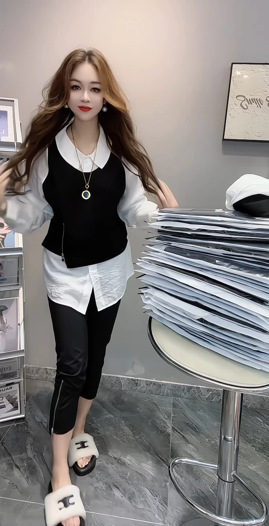 气质女人味漂亮小衫女2025年秋季新款洋气显瘦百搭假两件长袖上衣