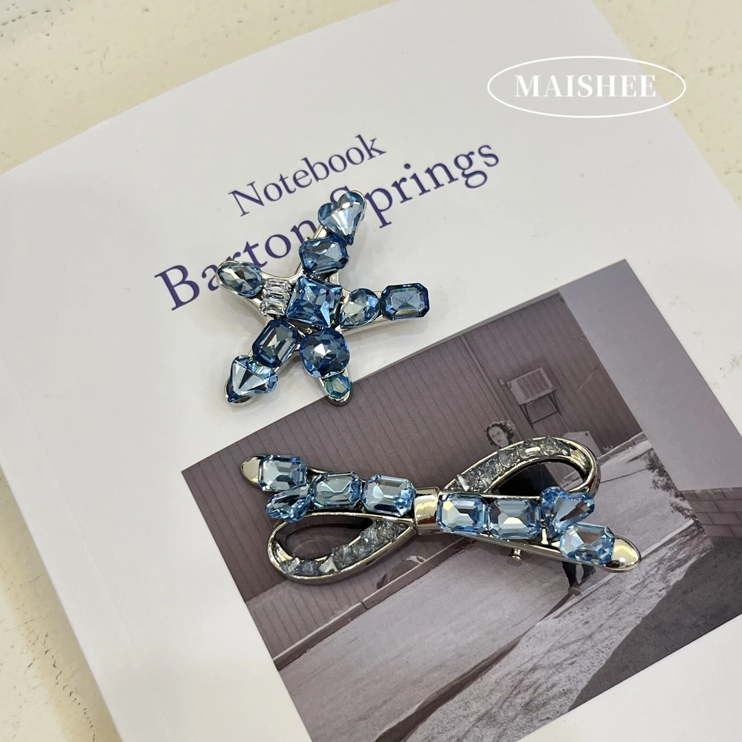 韩国新款满镶闪亮低调轻奢质感发夹发卡发饰头箍头饰气质蓝Z0287