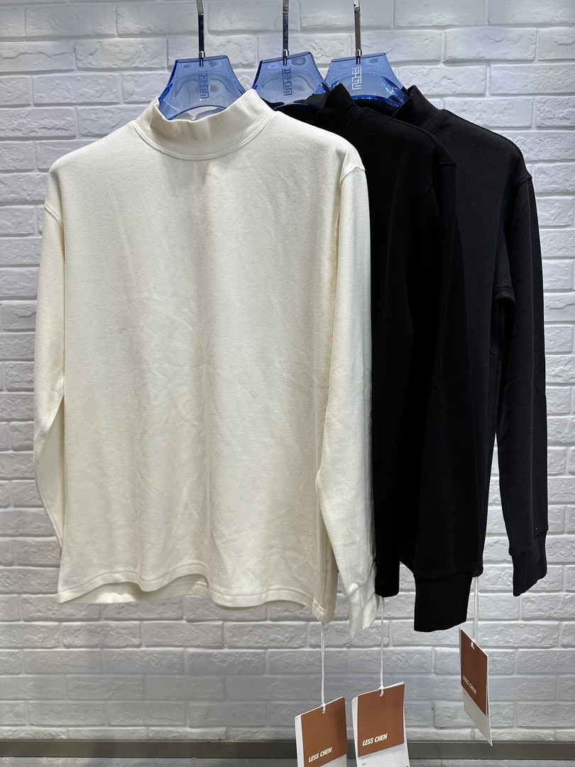 清仓 纯色男士半高领长袖T恤打底衫 7688