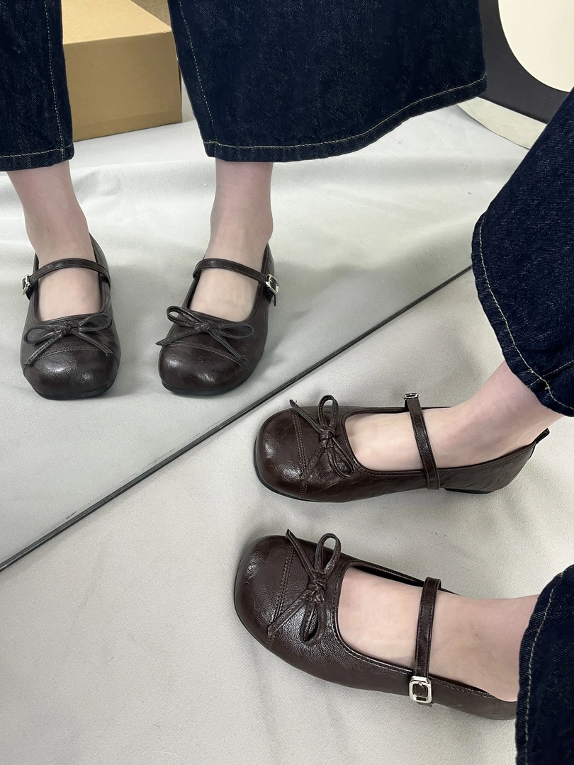 高妹法式平底加大蝴蝶结芭蕾2025春季新款温柔仙女风单鞋女鞋