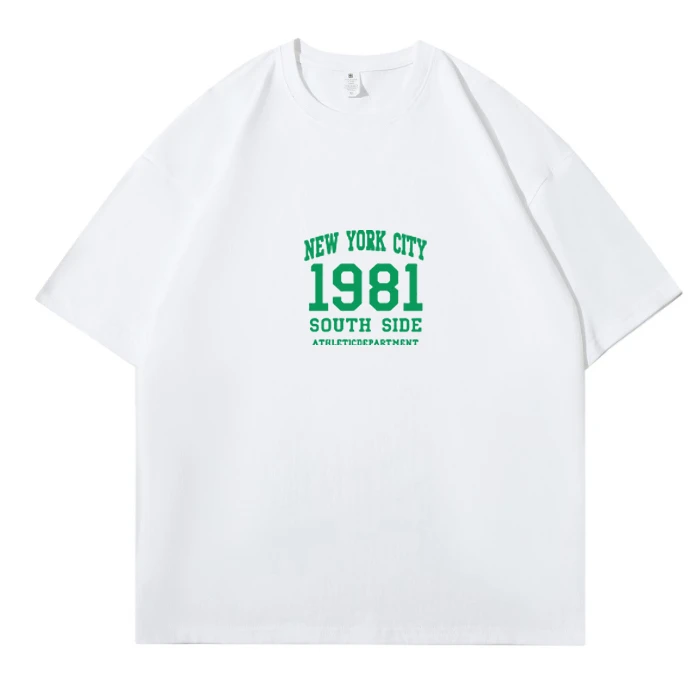 DHORIGINALE复古日系字母印花圆领短袖T恤男女夏季宽松情侣体恤