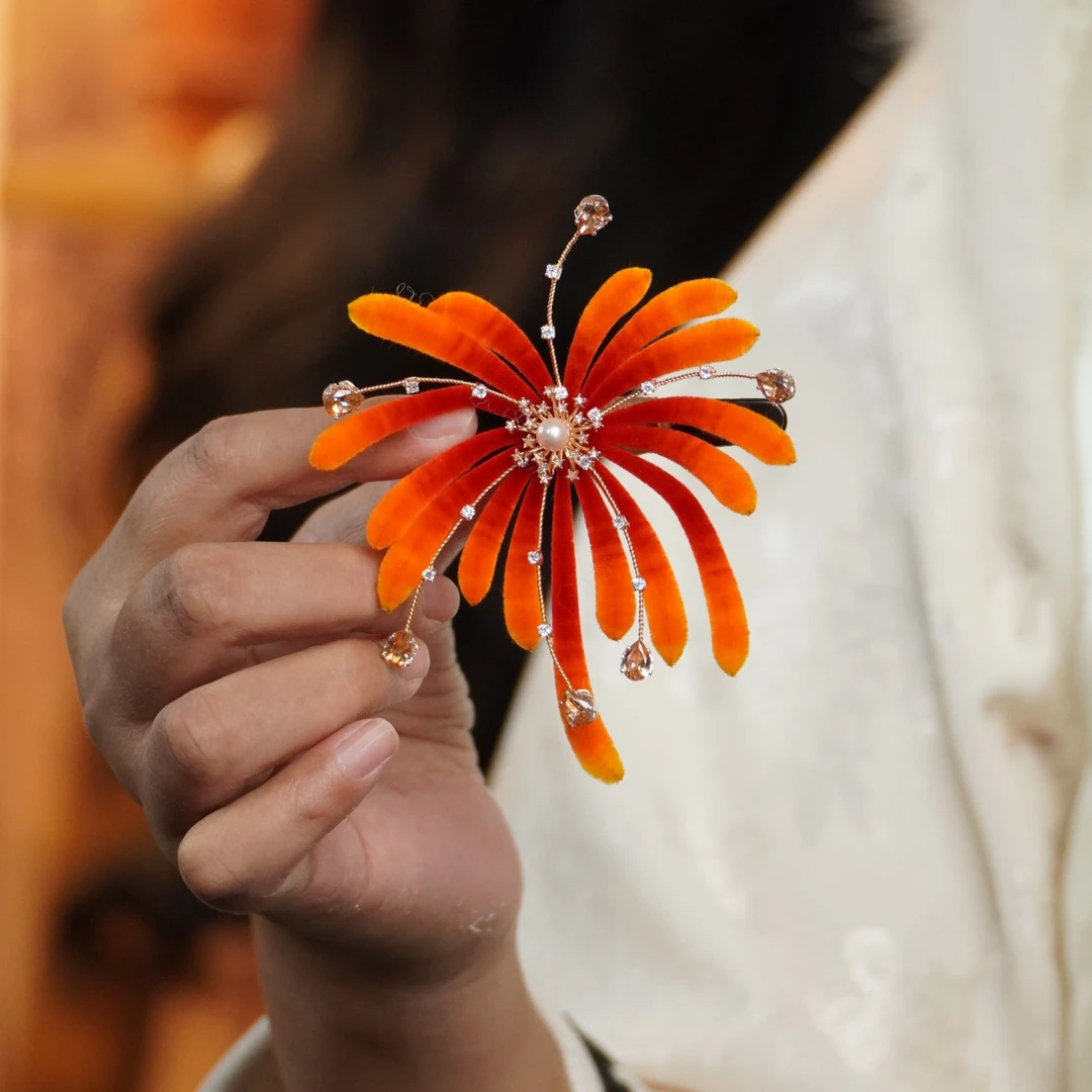 烟花绒花款非遗手工南京绒花日常旗袍汉服配饰