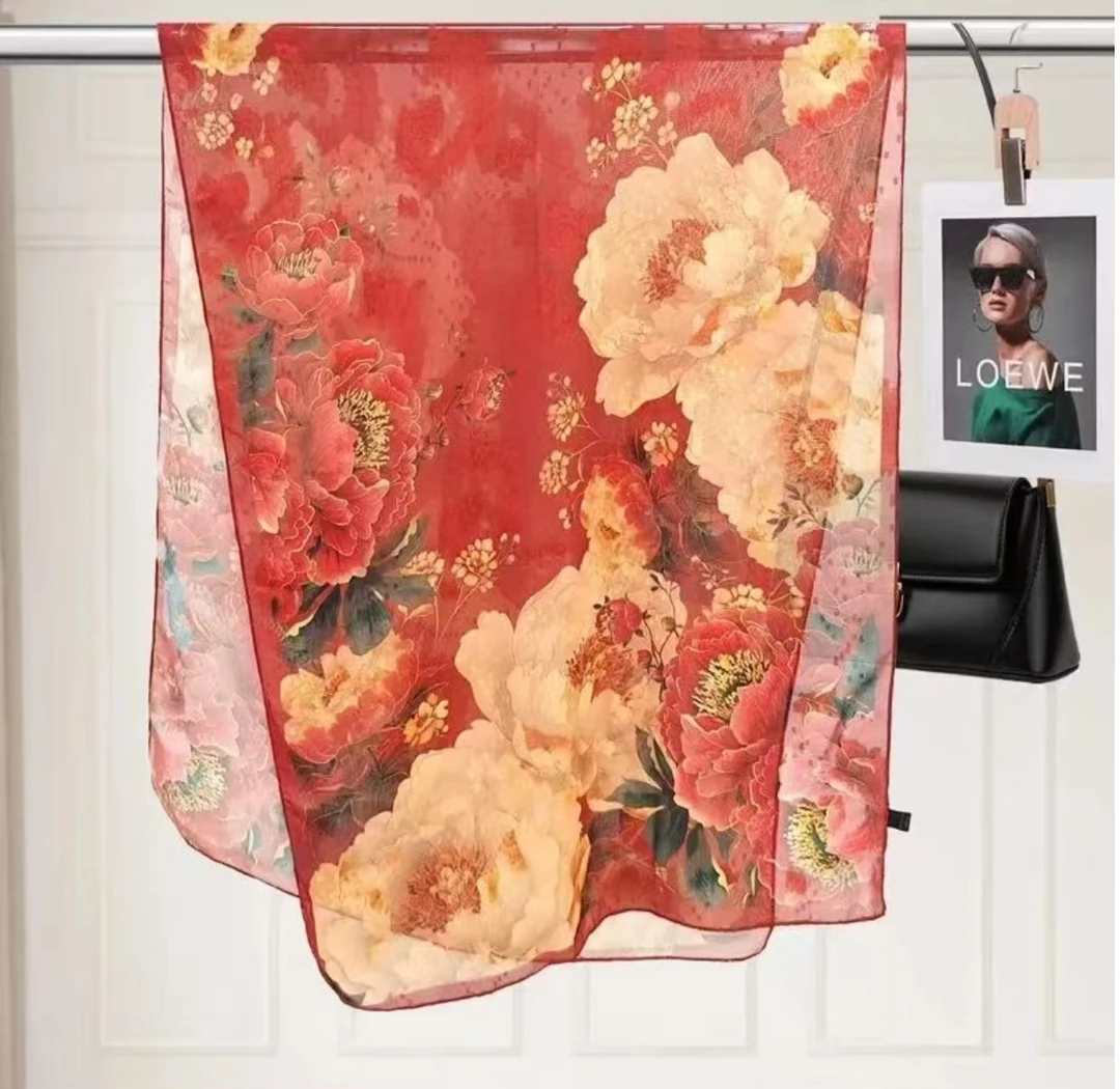 C02【花开富贵】70*180香云花萝丝巾大气百变时尚四季双面女士大方