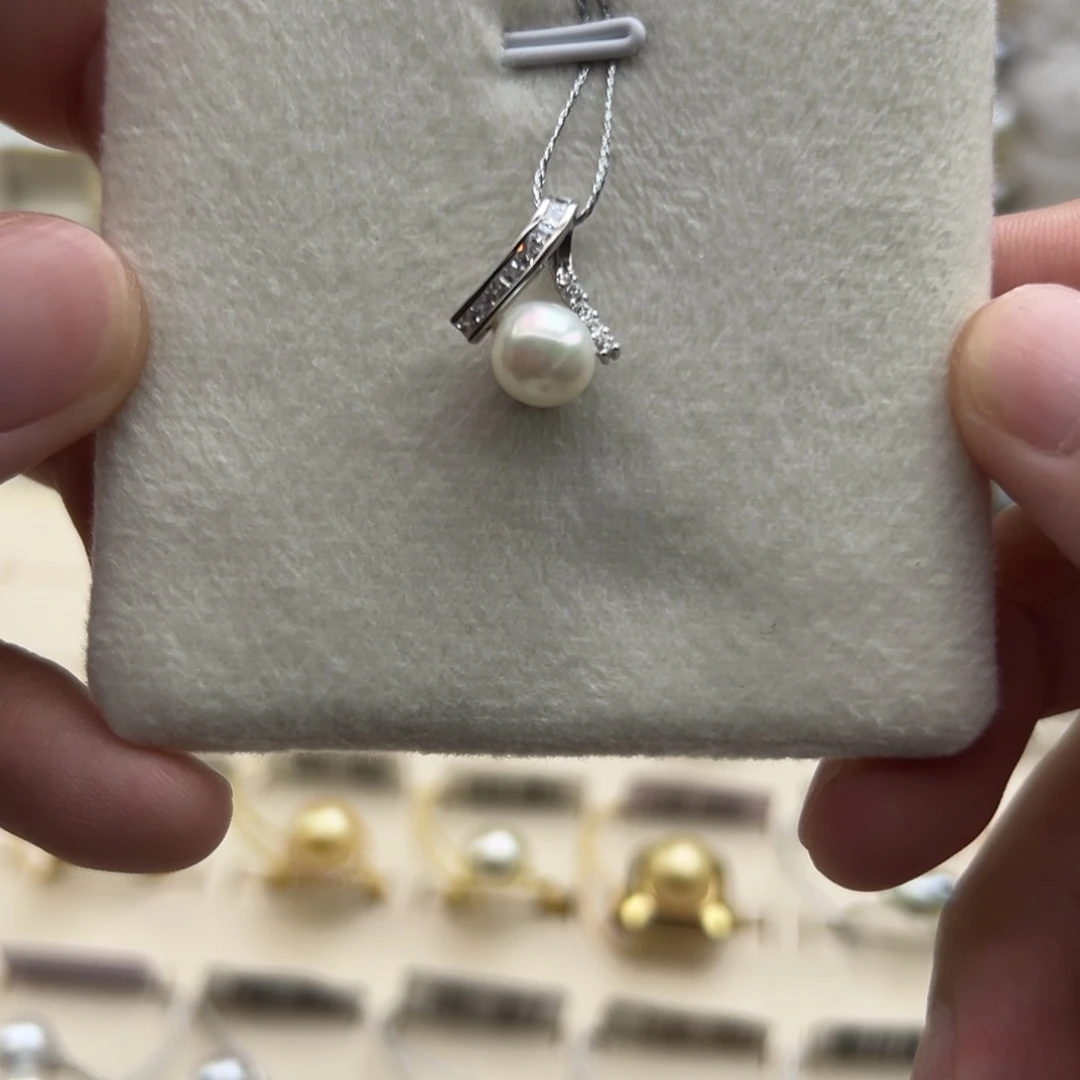 吊坠(不含链)银S925镶嵌海水珍珠7.5mm海水Ak吊坠