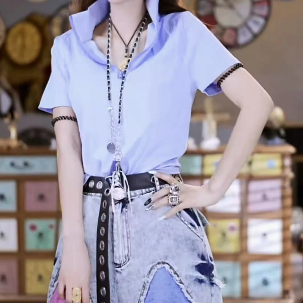 新款纯色休闲拉链Polo衫