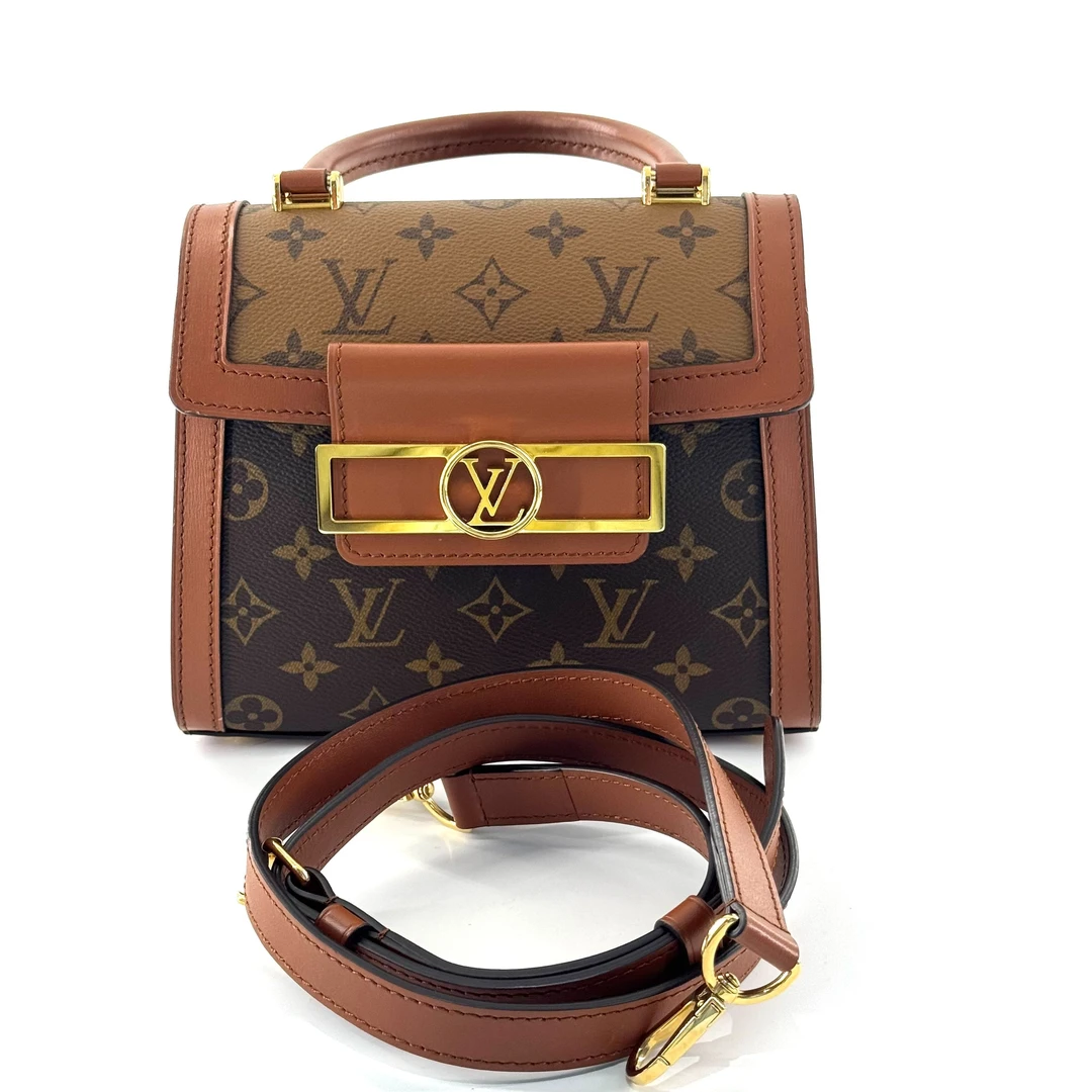 99新 LouisVuitton/路易威登 新款达芙妮老花拼色手提包 芯片款