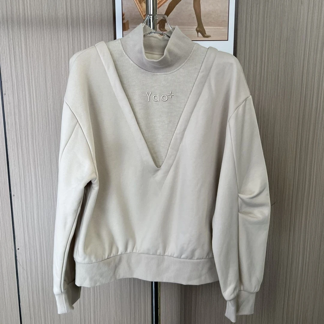 5505撤柜xxq假两件冬季外套冬款新款宽松长袖风小众卫衣慵懒加绒