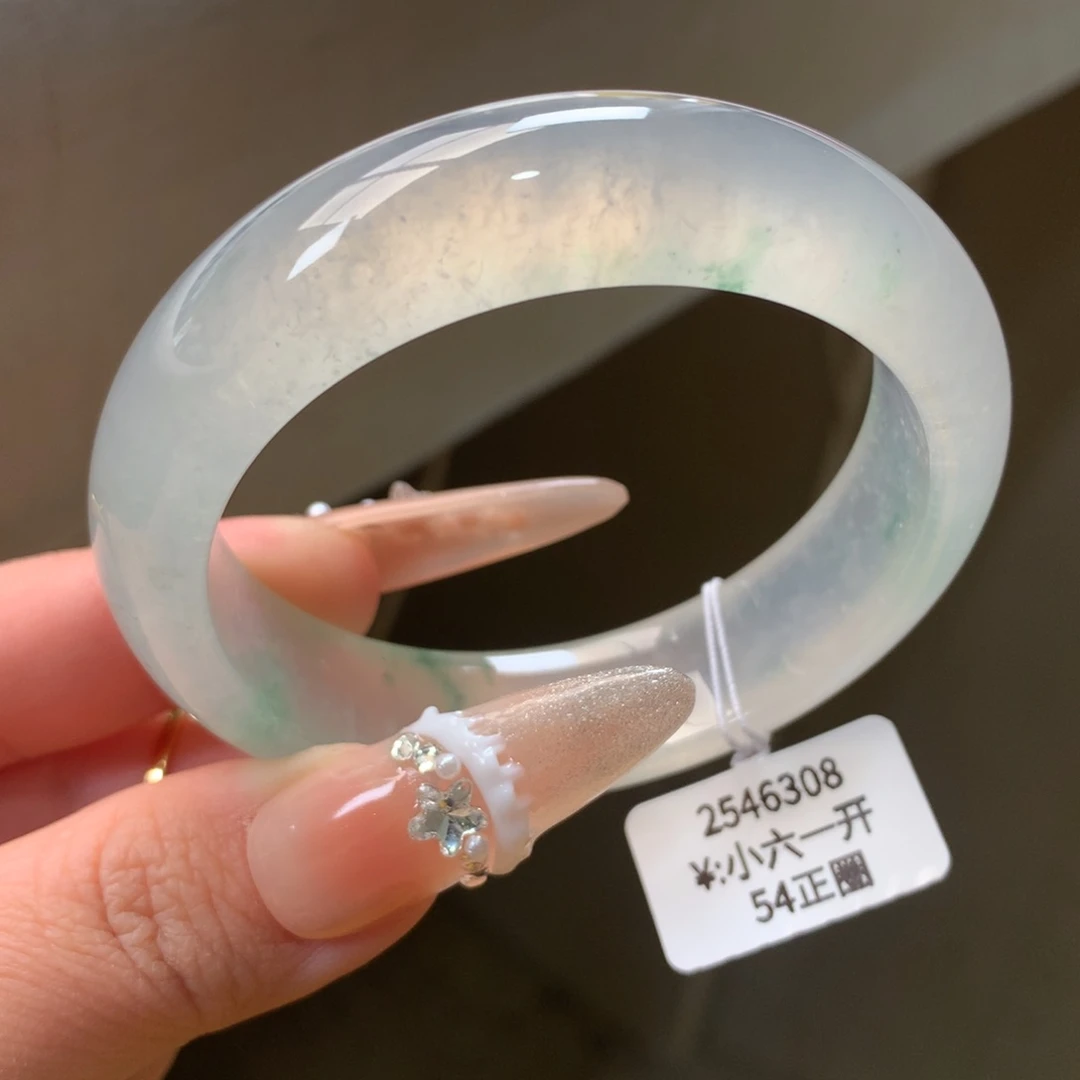 翡翠手镯未镶嵌冰飘花宽版手镯（小六一开现询）