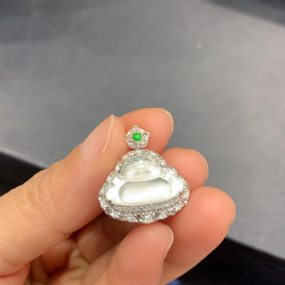 翡翠18K金镶嵌吊坠(不含链)