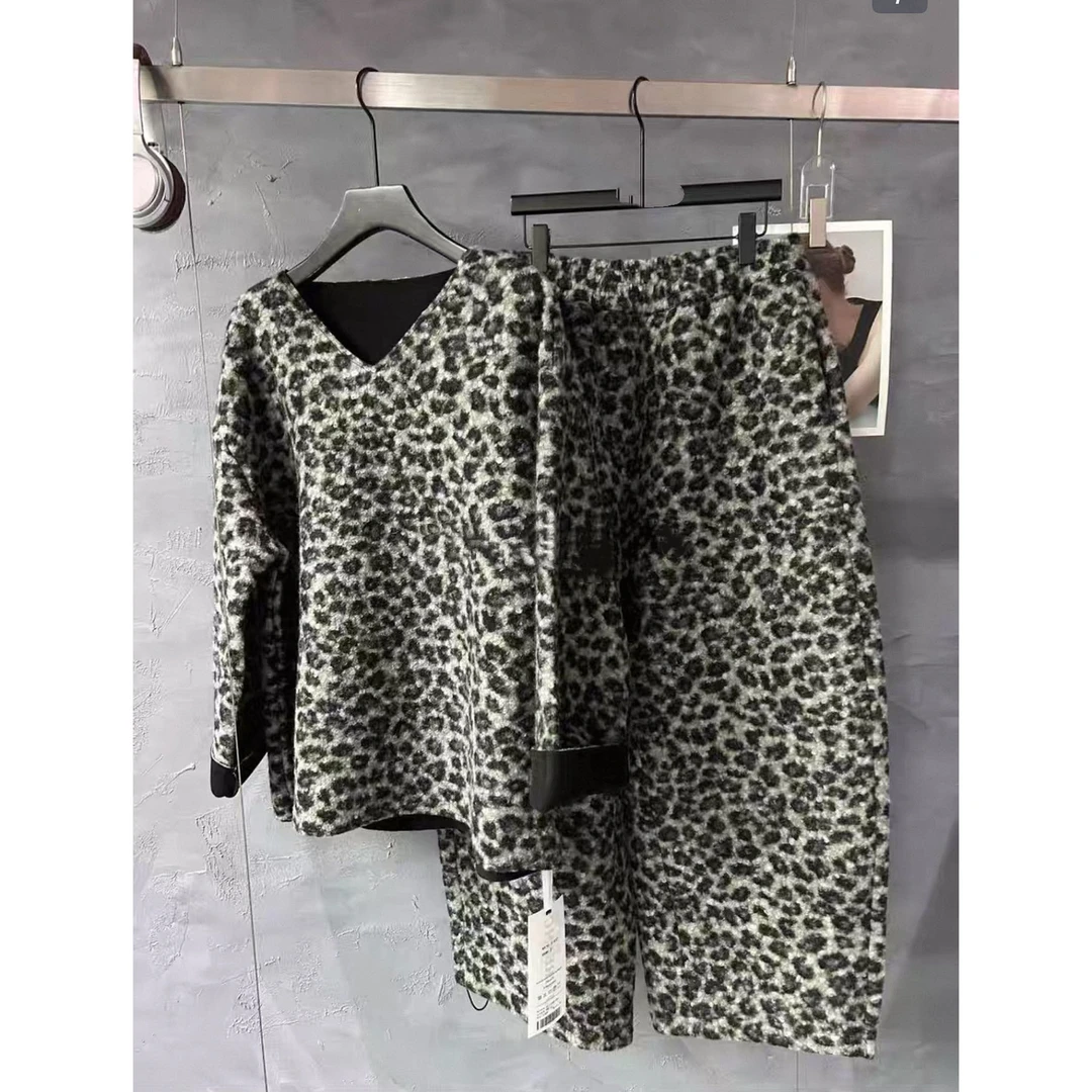 【土豆优选】高腰束脚两穿豹纹卫裤