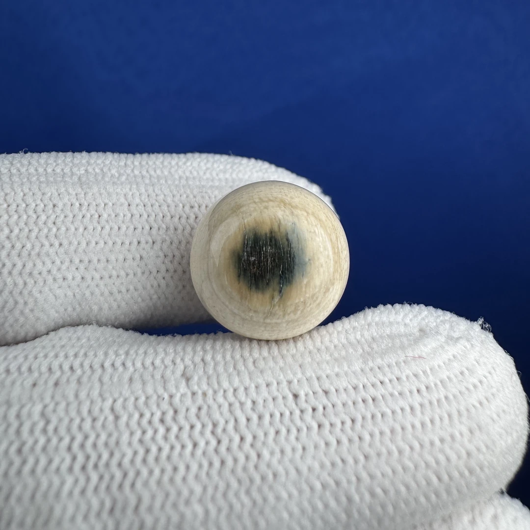 G2441天然猛犸牙 蓝眼睛圆珠单珠 14mm一物一图 假一罚十