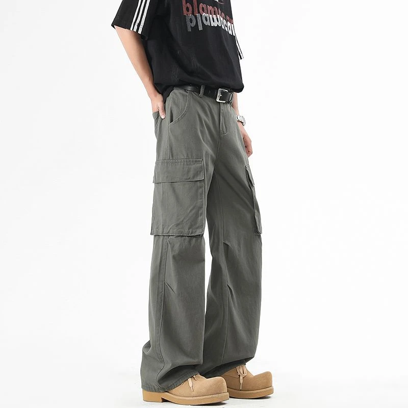 美式复古纯棉伞兵工装裤男cleanfit裤子宽松休闲百搭潮流直筒裤