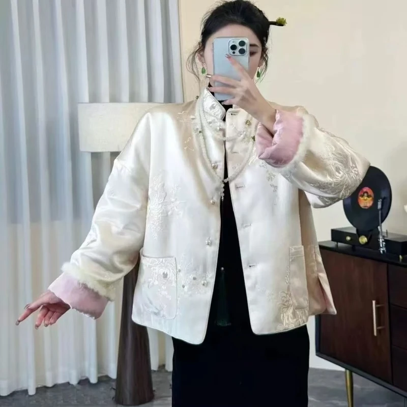 白月光｜ 冬新中式风格新中式皮草加厚外套2024D9118沐沐