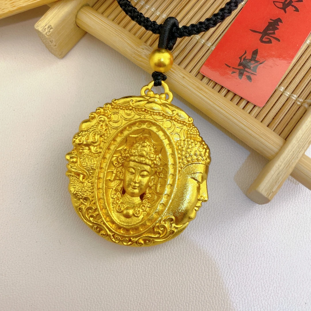 合金吊坠 一念之间三面佛吊坠金色复古