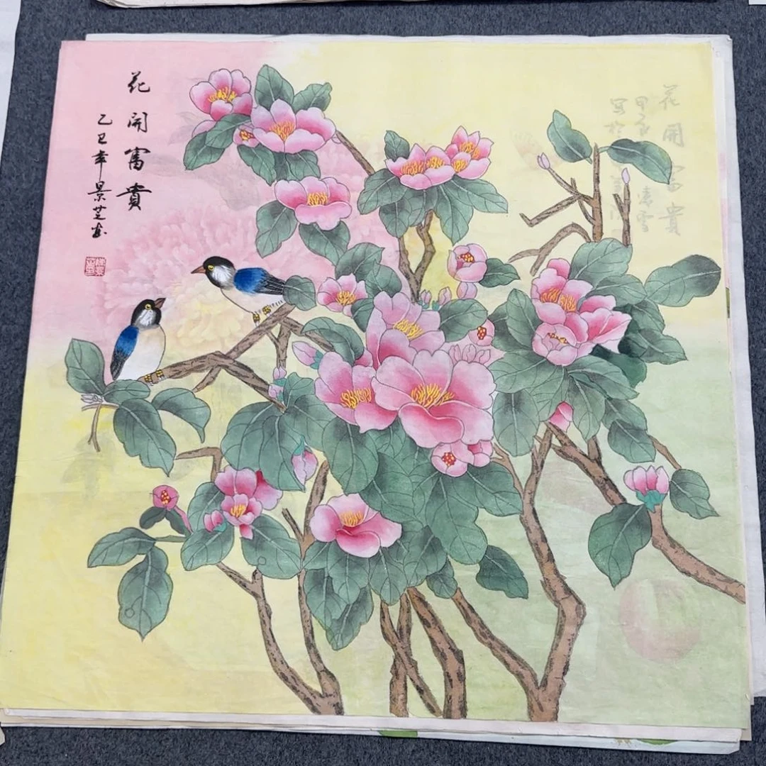 国画尺寸70X70手绘作品