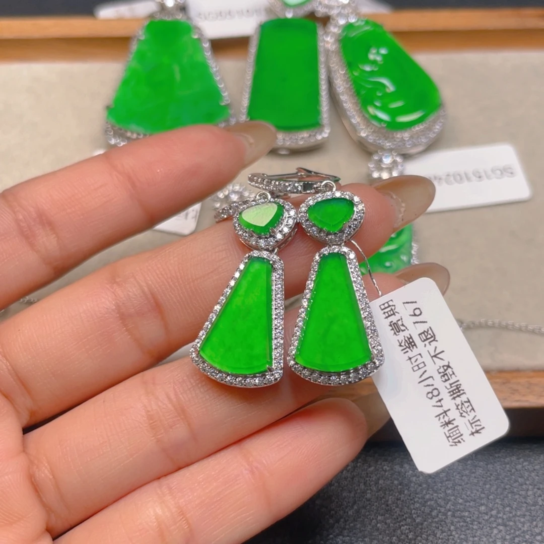 翡翠银S925镶嵌挂件