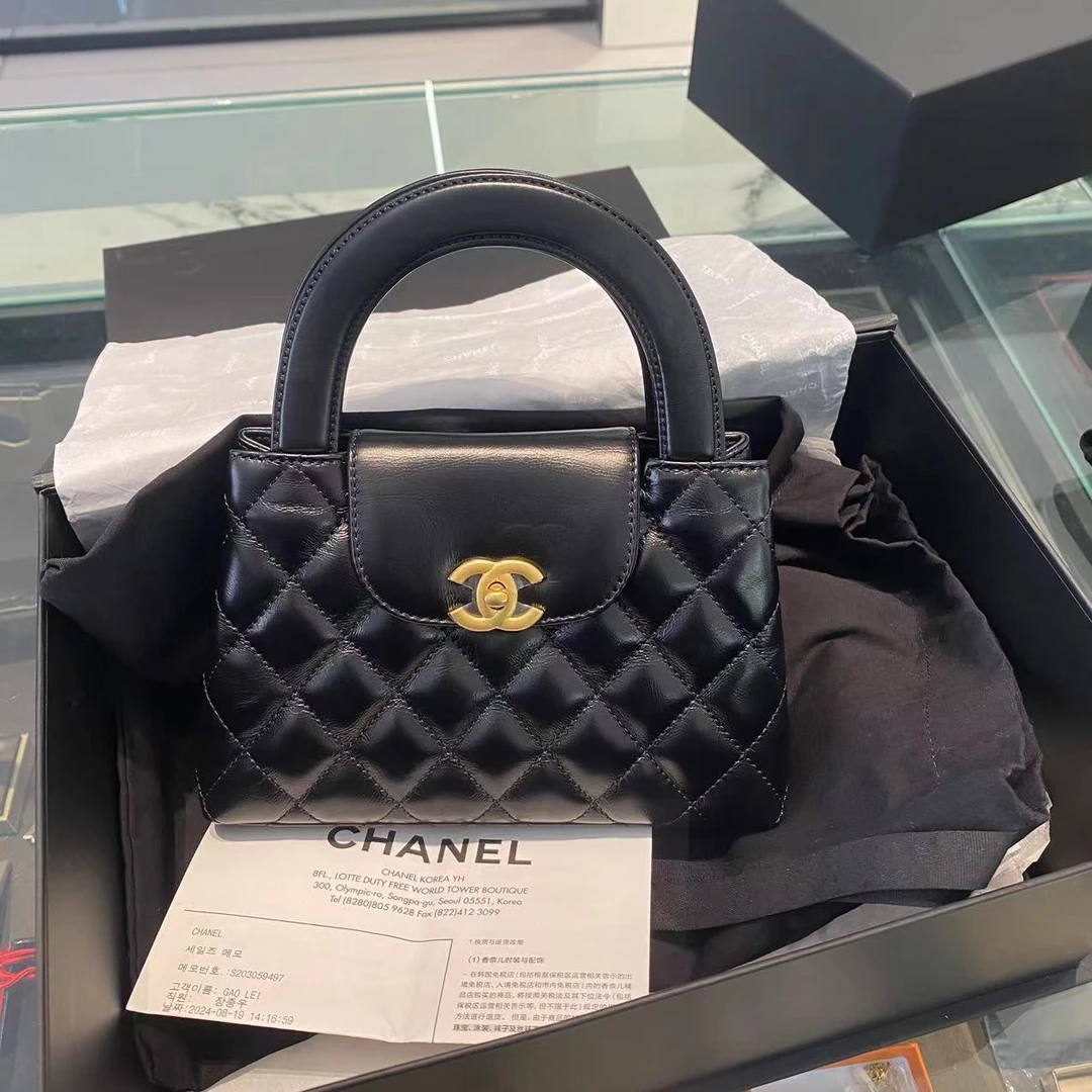 99新 Chanel/香奈儿 24新款Kelly黑金 手提单肩链条包