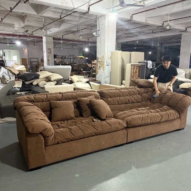 现代极简风云朵三人位北欧布艺沙发客厅