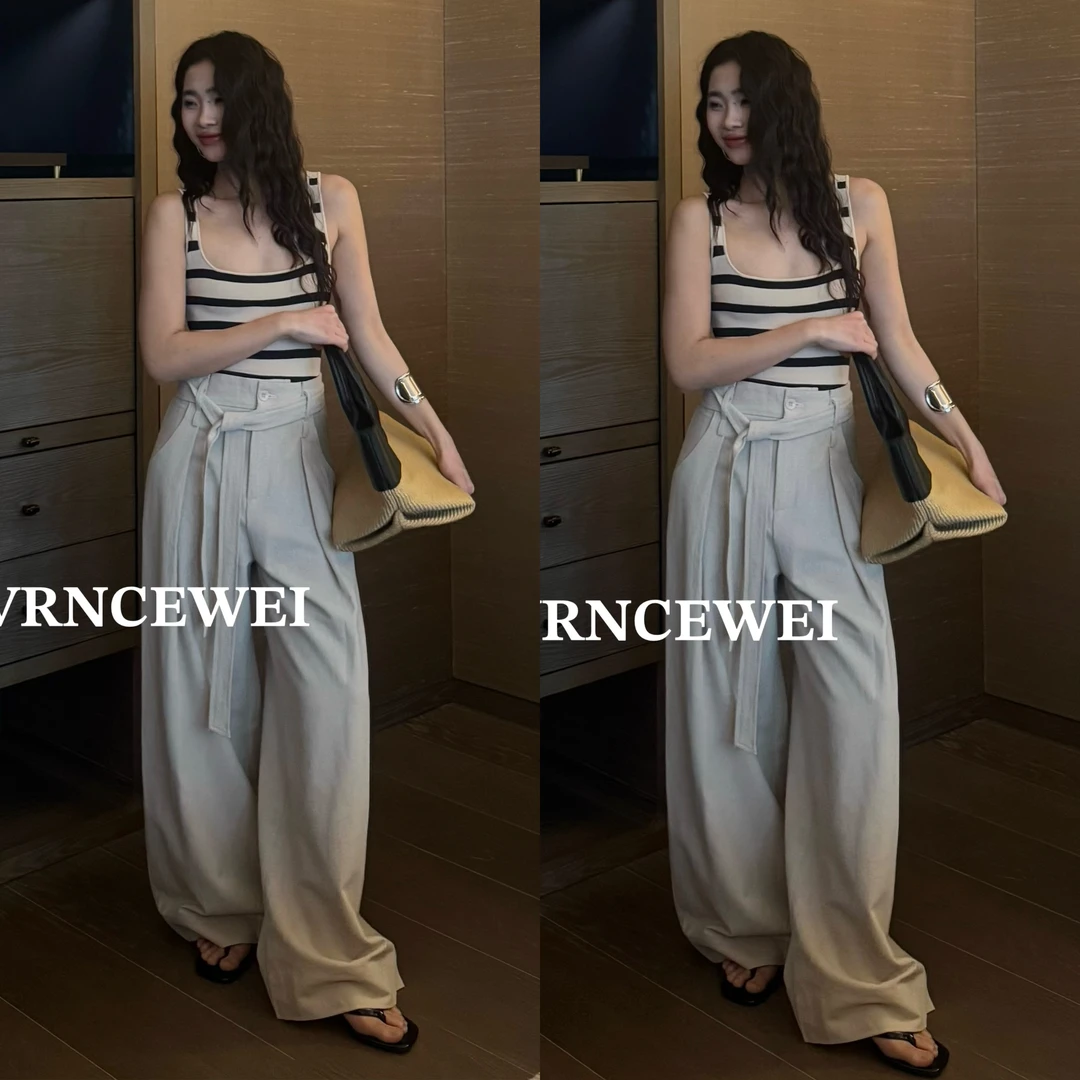 福秒-高腰阔腿的！有腰带休闲裤（657R0100#）VRNCEWEI