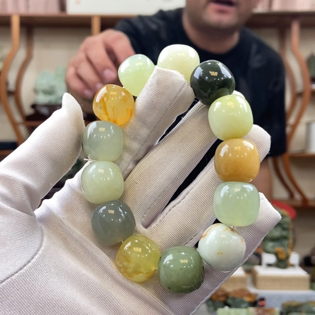 蛇纹石玉未镶嵌手串老型珠