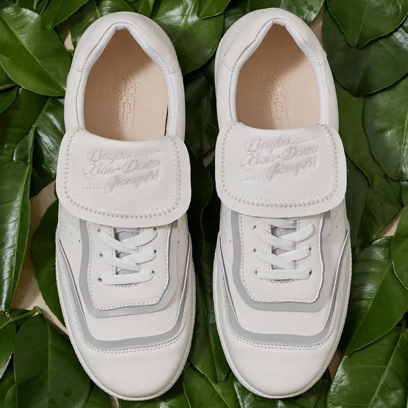 复古翻盖德训鞋男进口牛皮百搭通勤板鞋小众户外休闲平底赛车鞋