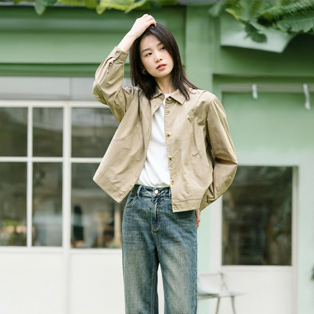 旗舰【C】polo领纯棉宽松洋气时尚衬衫2025秋季专柜撤柜品牌女装