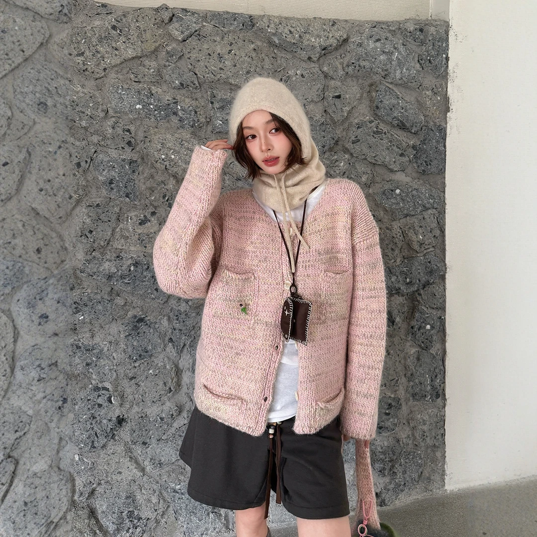REREK设计师品牌多口袋粗纱毛织开衫R25D09110260