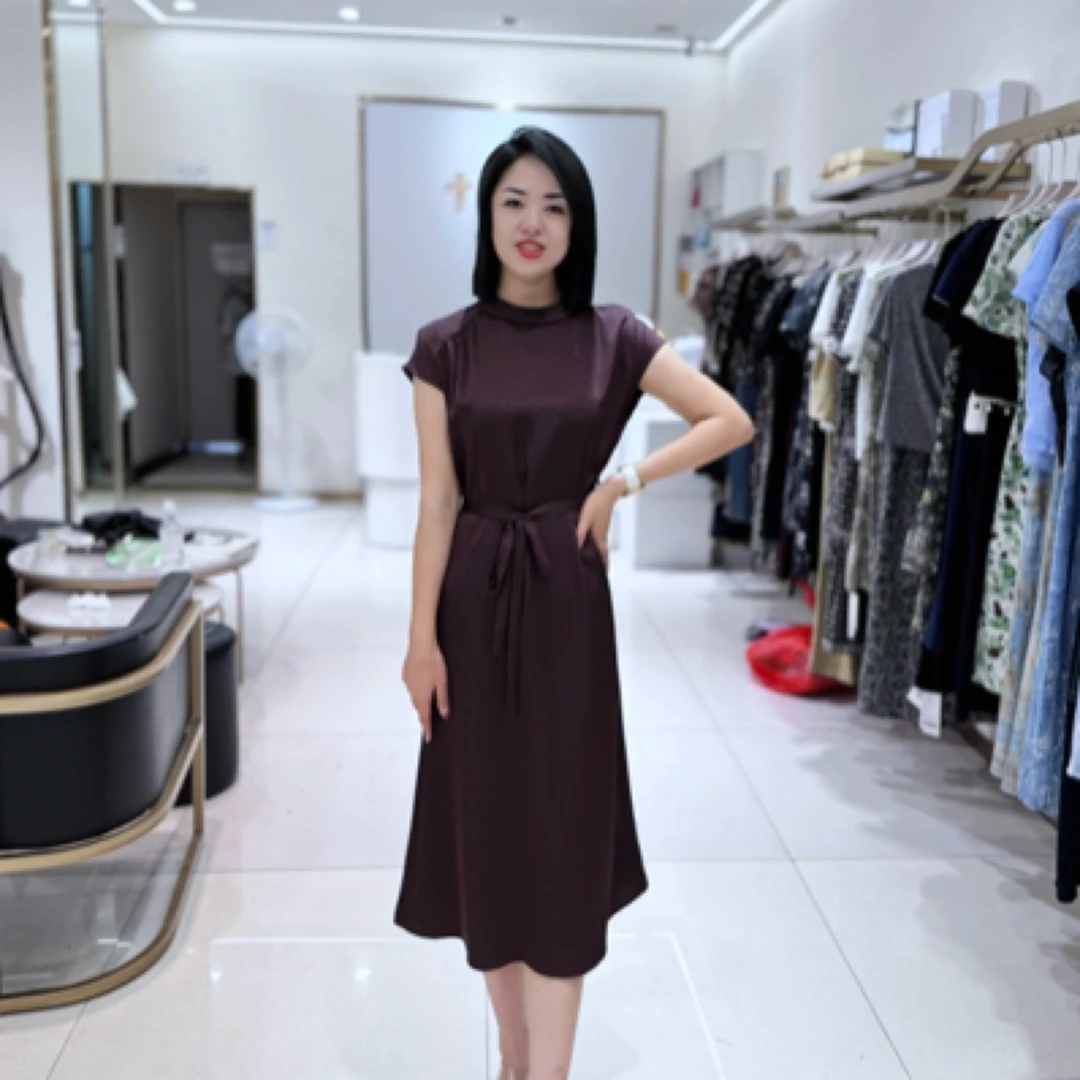 夏季爆款慵懒风781收腰中长款气质淑女连衣裙