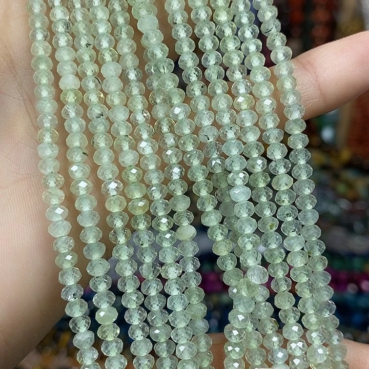 玛瑙/玉髓未镶嵌珠宝半成品天然葡萄石切面车轮卡4mm一条