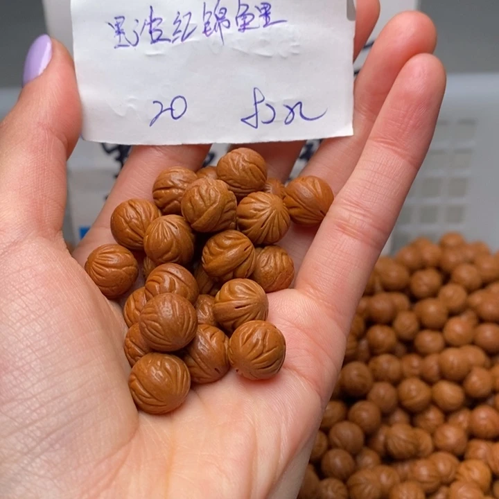 桃核手串11mm左右野生红锦鲤20颗（打孔）
