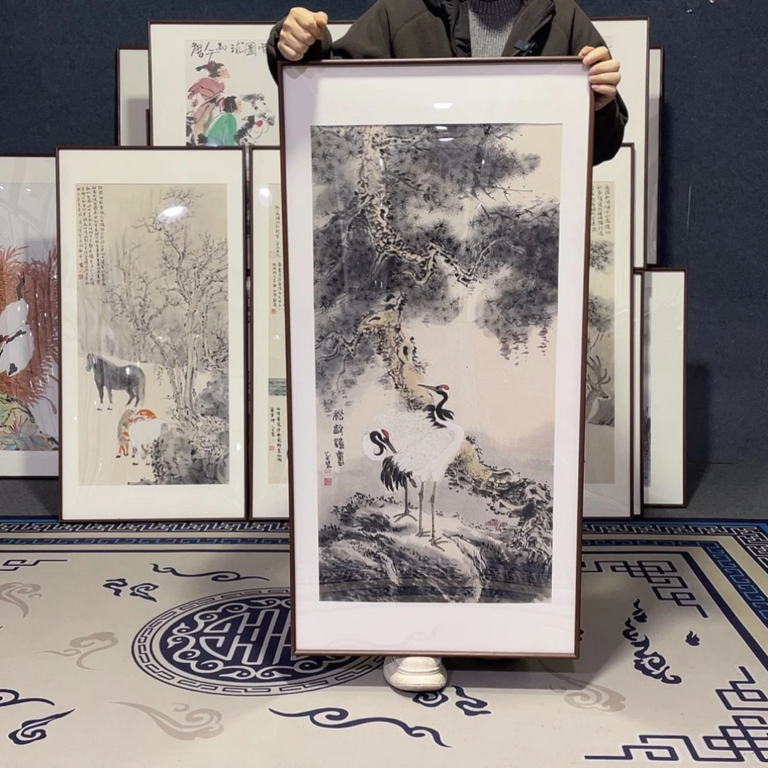 国画手绘画作品带框60/120