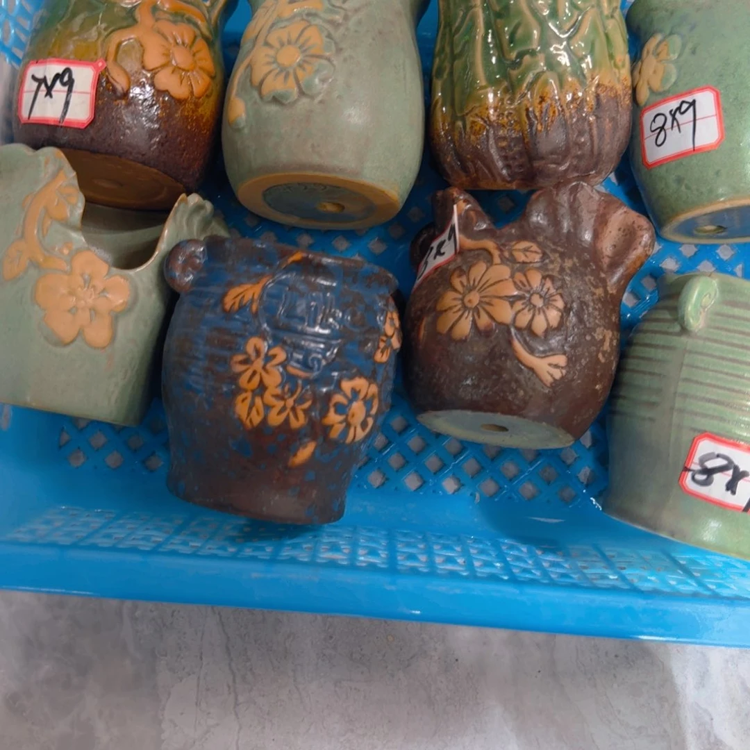 紫砂花盆粗陶精雕