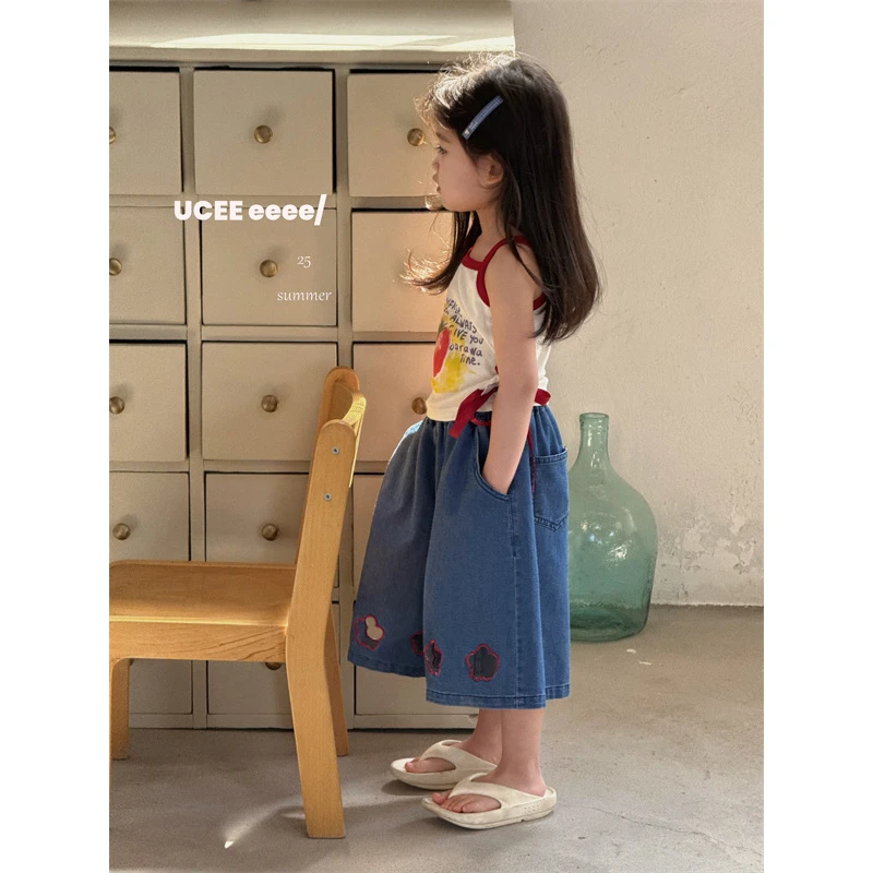 釉兮·25夏~花朵阔腿牛仔裤882970（汉服）