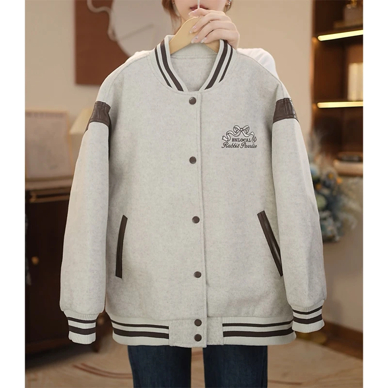 女童秋冬棒球服外套2025秋冬季新款女孩时尚棒球服厚款外套Q63201