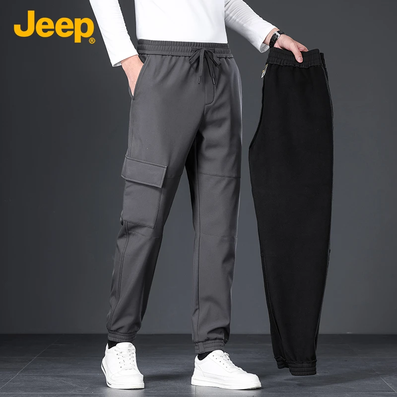 JEEP/吉普冬季男士休闲束脚加绒休闲裤多口袋百搭长裤1013