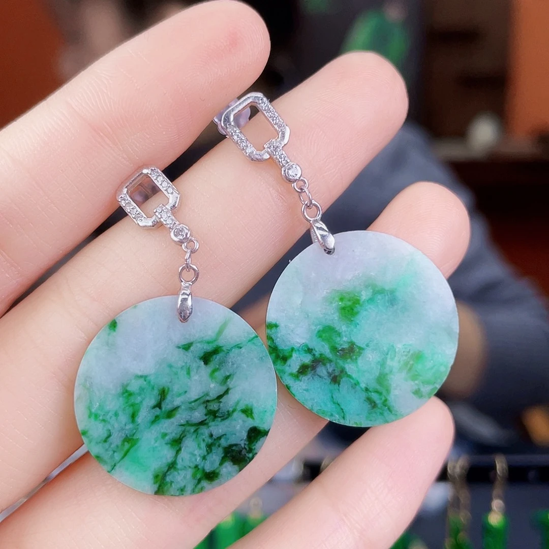 翡翠银S925镶嵌耳饰