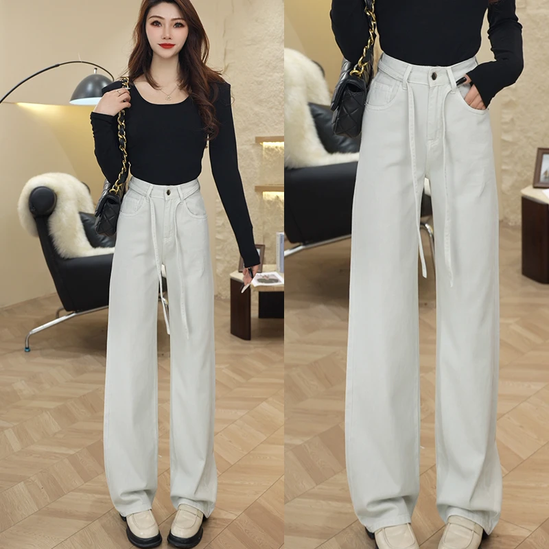 白灰色新款牛仔裤女2025新款爆款高腰显瘦百搭时尚裤子5225